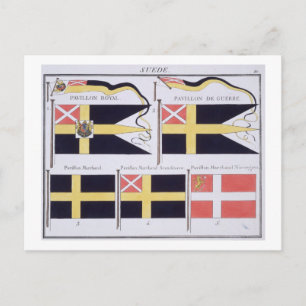 Carte Postale Drapeaux scandinaves, tiré d'un livre français de 