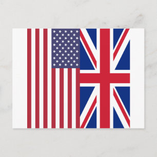 Carte Postale Drapeaux Union Jack et États-Unis d'Amérique