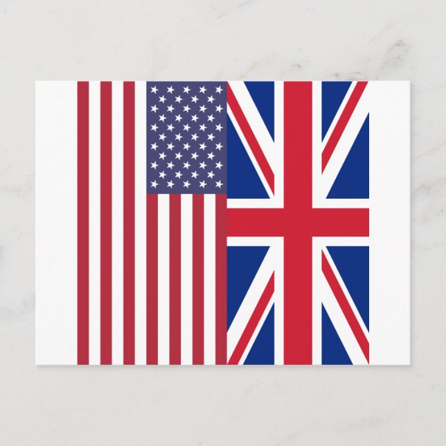 Carte Postale Drapeaux Union Jack et États-Unis d'Amérique (Devant)