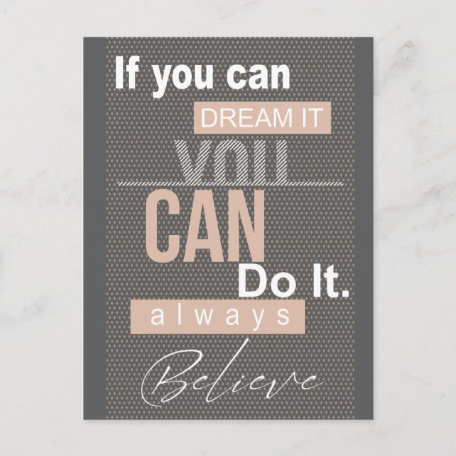 Carte Postale Dream Believe Design (Devant)