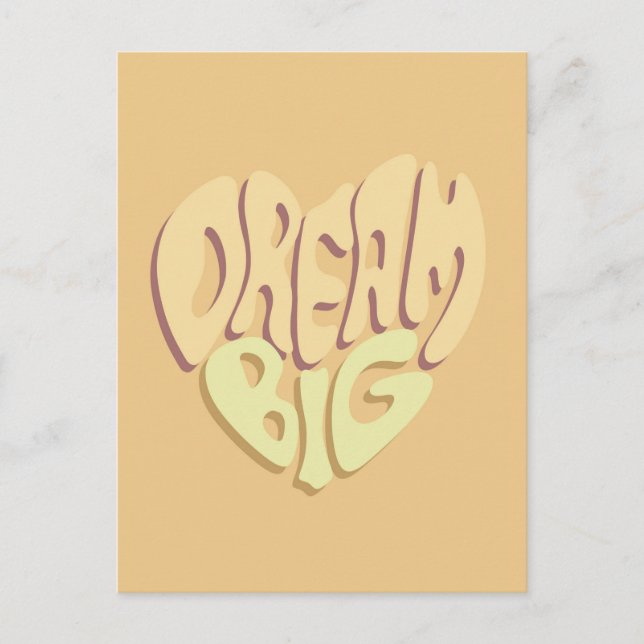 Carte Postale Dream Big : Jaune Mots Positifs (Devant)