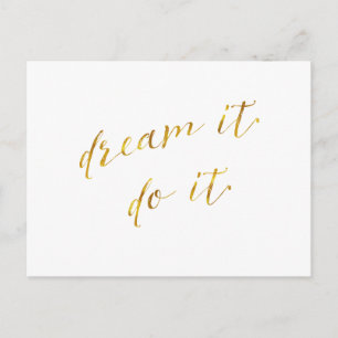 Carte Postale Dream It Do It Citer Faux Gold Foil Citations Spar