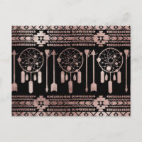 Dreamcatcher Rose Gold Tribal Aztec en noir