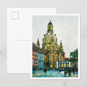 Carte Postale Dresde Allemagne Belle peinture à huile Ville Pays