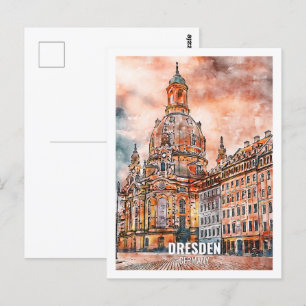 Carte Postale Dresde Allemagne Travel Place Aquarelle
