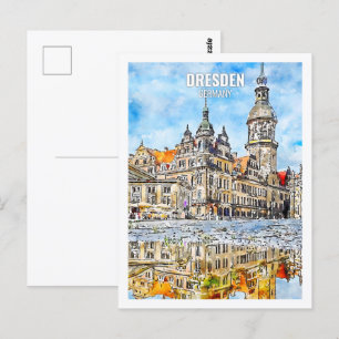 Carte Postale Dresde Allemagne Travel Place Aquarelle