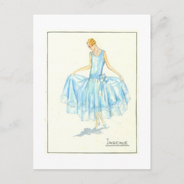 Carte Postale Dress du soir croquis de Bernard et C.ie 1928 (Devant)
