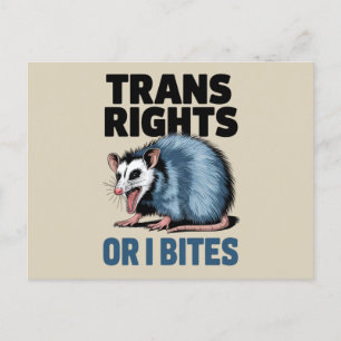Carte Postale Droits des trans ou je mords Gay Drôle Fierté LGBT