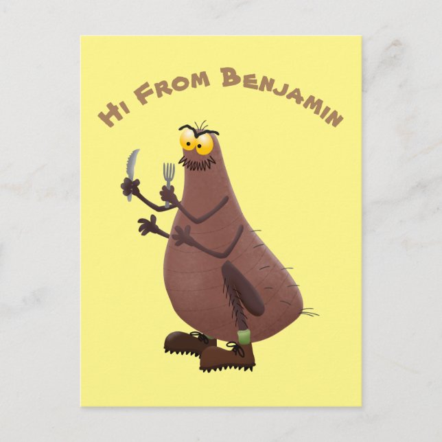 Carte Postale Drôle affamé pulette affamée dessin animé (Devant)