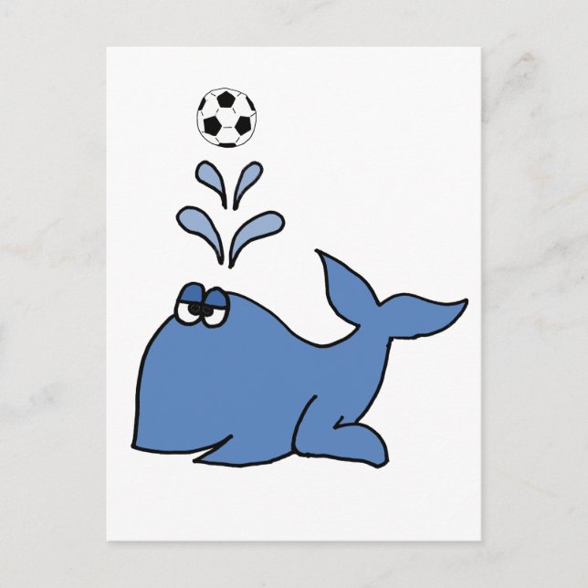 Carte Postale Drôle Baleine Jouer Soccer Dessin (Devant)