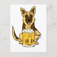 Drôle berger allemand chien à boire Bière Art