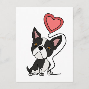 Carte Postale Drôle Boston Terrier Love Cartoon