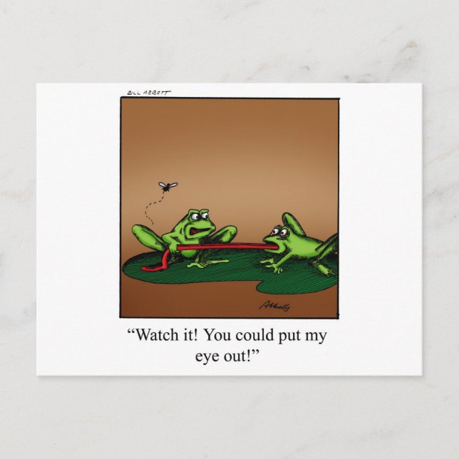 Carte Postale Drôle cadeau de dessin de grenouille! (Devant)