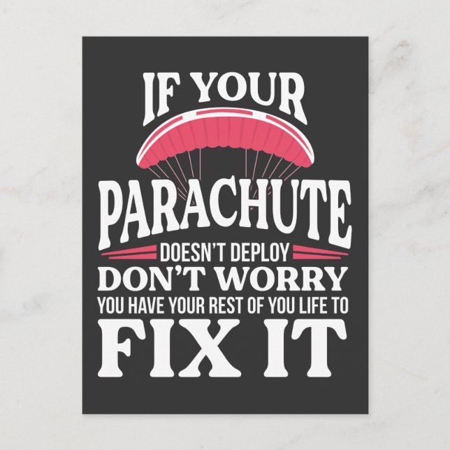 Carte Postale Drôle cadeau Skydiving Hilarious Skydiver Parachut (Devant)