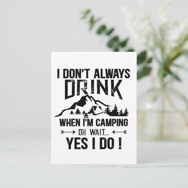 Carte Postale Drôle camper et boire des paroles (Debout devant)