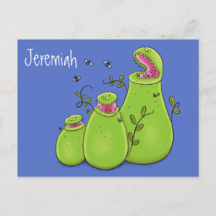 Carte Postale Drôle carnivore lanceur plante dessin animé