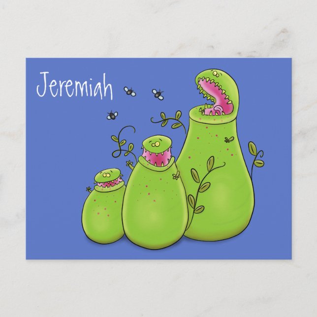 Carte Postale Drôle carnivore lanceur plante dessin animé (Devant)