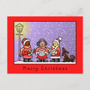 Carte Postale Drôle Caroleurs mignonnes chantant l'illustration 