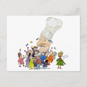 Carte Postale Drôle Cartoon Chef Français