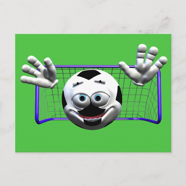 Carte Postale Drôle Cartoon Soccer Ball (Devant)