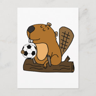 Carte Postale Drôle Castor Jouer Cartoon de Football