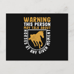 Carte Postale Drôle cheval avertissement Cette personne peut par