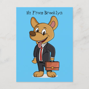 Carte Postale Drôle chien en costume d'entreprise dessin animé