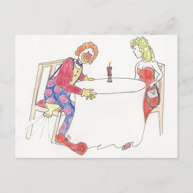 Carte Postale Drôle Clown Trump Cartoon Amour Romance Humour Art (Devant)