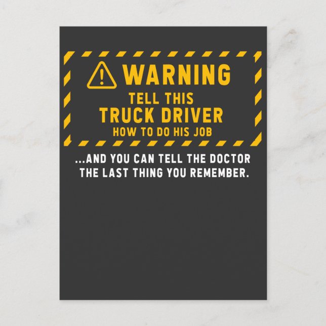 Carte Postale Drôle Conducteur de camion Citation Trucker Plaisa (Devant)