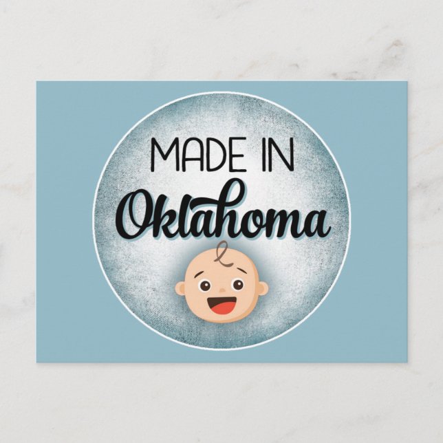 Carte postale drôle de bébé garçon bleu Oklahoma (Devant)