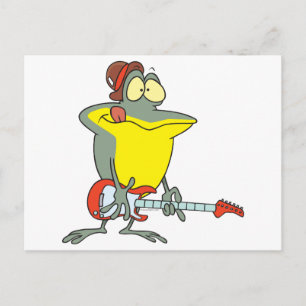 Carte Postale drôle de grenouille jouant guitare électrique