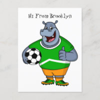 Drôle de joueur de football hippo dessin humoristi