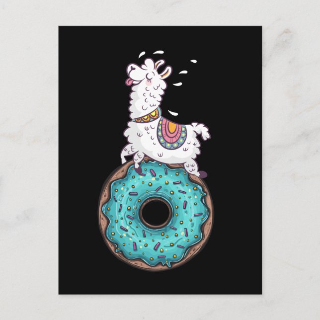 Carte Postale Drôle de Lama Alpaga Donut (Devant)