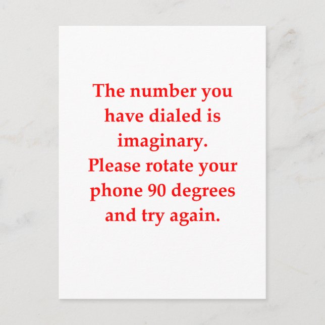 Carte Postale drôle de plaisanterie mathématique (Devant)
