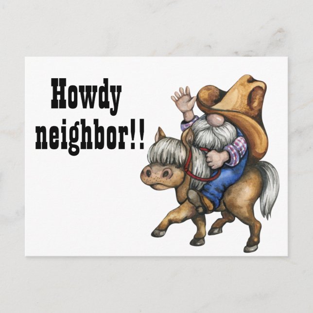 Carte Postale Drôle de salutation de voisin Howdy (Devant)