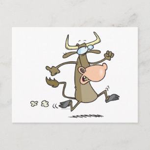 Carte Postale drôle de vache caricaturale sur la course moove