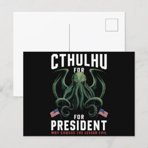 Carte Postale Drôle d'élection 2024 Cthulhu pour Président 