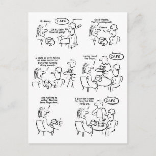 Carte Postale Drôle dessin animé de femmes dans un café