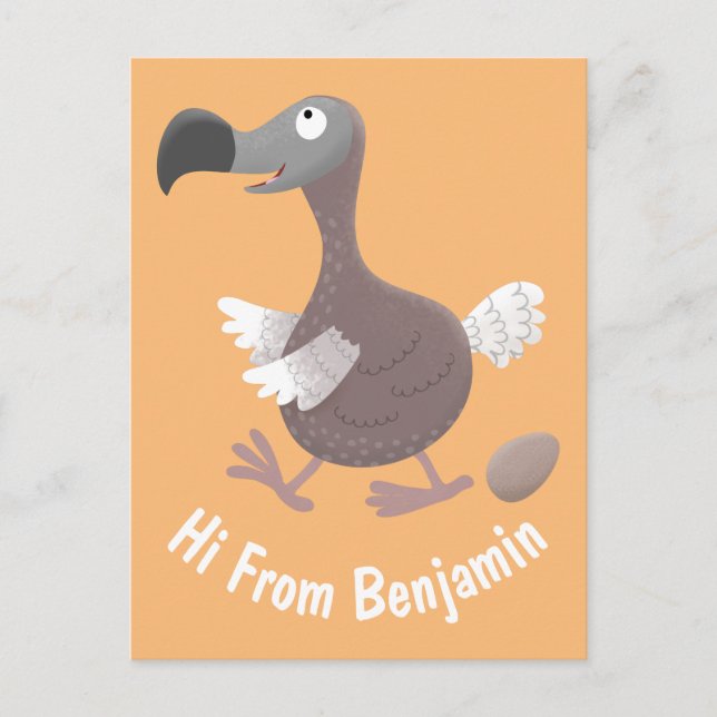 Carte Postale Drôle dessin animé d'oiseau de dodo (Devant)