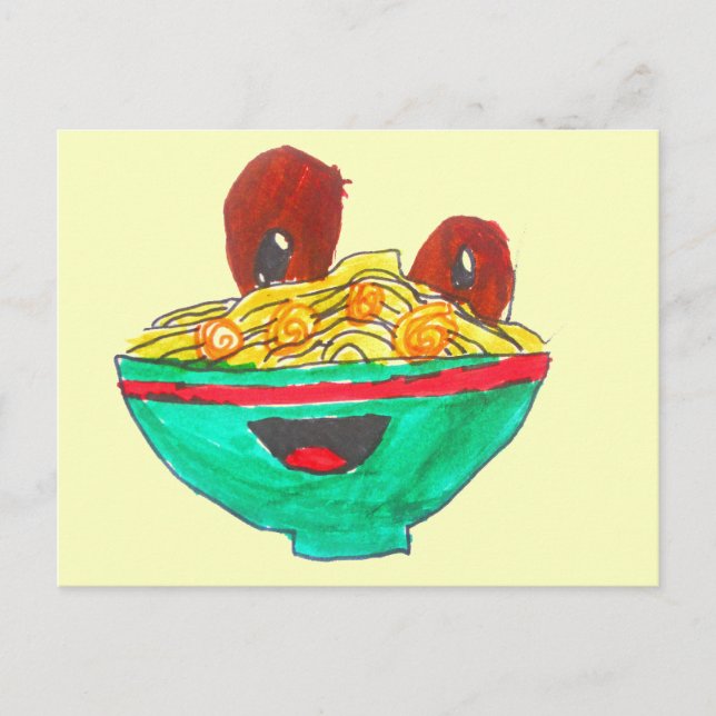 Carte Postale Drôle dessin animé spaghetti boules de viande art (Devant)
