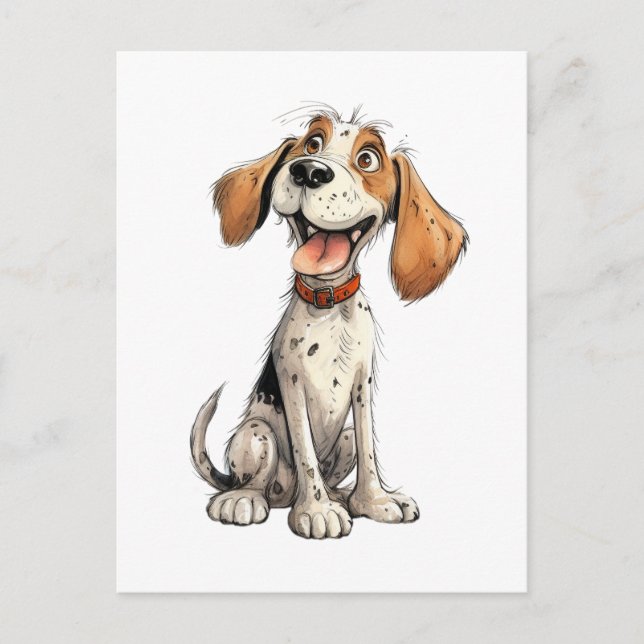 Carte Postale Drôle dessin Beagle (Devant)