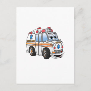Carte Postale Drôle dessin d'ambulance