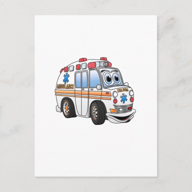 Carte Postale Drôle dessin d'ambulance (Devant)