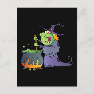 Carte Postale Drôle dessin de sorcière Halloween