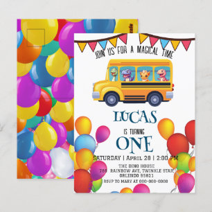 Carte Postale Drôle dinosaure Retour à l'école Bus garçon Annive