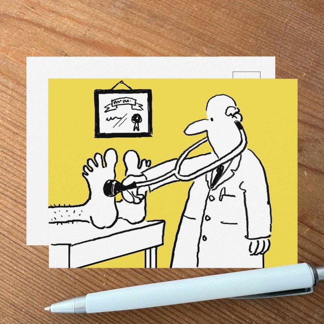 Carte Postale Drôle docteur en dessin utilisant la stéthoscope s (Créateur téléchargé)