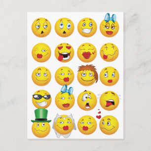 Carte Postale Drôle Emoji face Cool sourires fantastiques