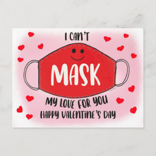 Carte Postale Drôle en classe Valentines Masque Distances social