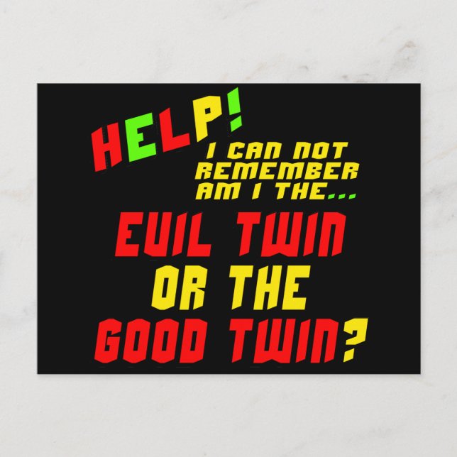 Carte Postale Drôle Evil Twin T-shirts cadeaux (Devant)