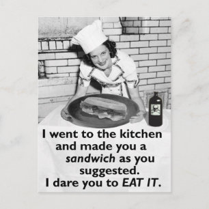 Carte Postale Drôle Feminist me faire un sandwich